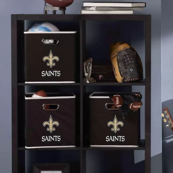 Franklin Sports NFL Storage Bins  Collapsible Cube Container  Storage Basket  NFL Office Bedroom  Living Room Dcor  11quotx11quotNew Orleans Saints