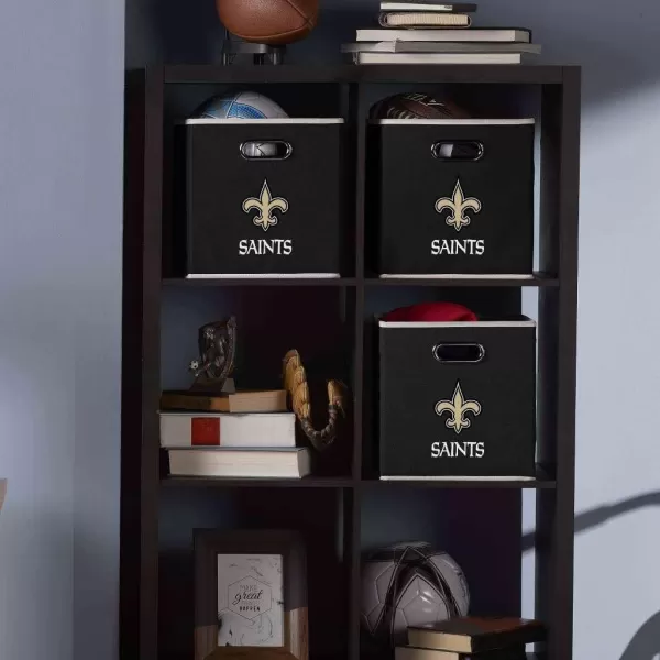 Franklin Sports NFL Storage Bins  Collapsible Cube Container  Storage Basket  NFL Office Bedroom  Living Room Dcor  11quotx11quotNew Orleans Saints