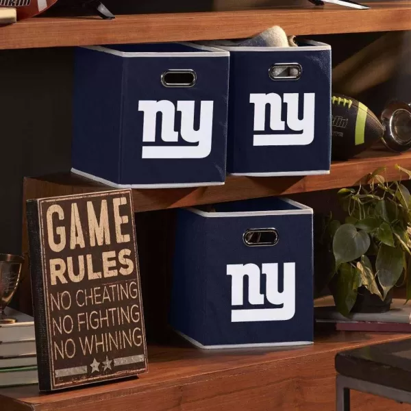 Franklin Sports NFL Storage Bins  Collapsible Cube Container  Storage Basket  NFL Office Bedroom  Living Room Dcor  11quotx11quotNew York Giants