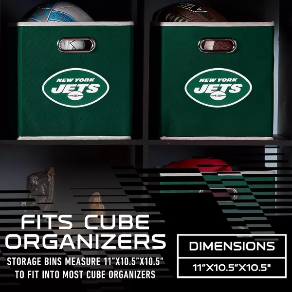 Franklin Sports NFL Storage Bins  Collapsible Cube Container  Storage Basket  NFL Office Bedroom  Living Room Dcor  11quotx11quotNew York Jets