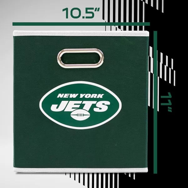 Franklin Sports NFL Storage Bins  Collapsible Cube Container  Storage Basket  NFL Office Bedroom  Living Room Dcor  11quotx11quotNew York Jets