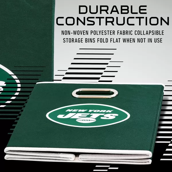 Franklin Sports NFL Storage Bins  Collapsible Cube Container  Storage Basket  NFL Office Bedroom  Living Room Dcor  11quotx11quotNew York Jets