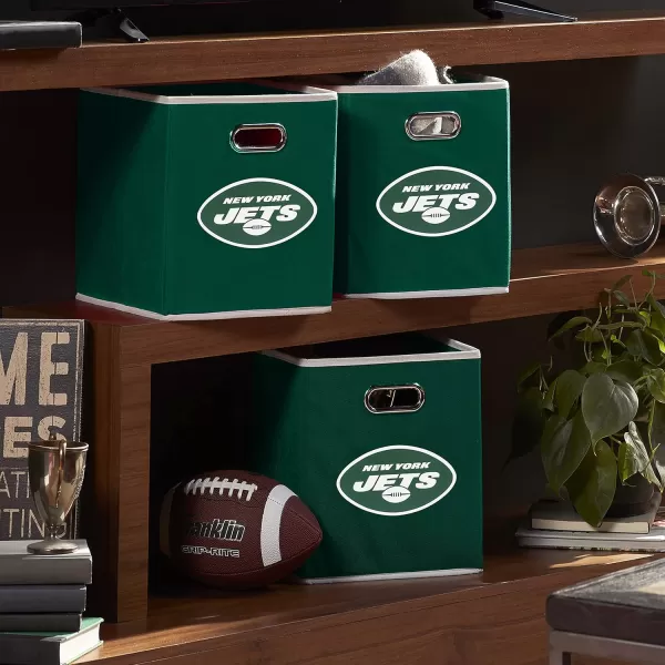 Franklin Sports NFL Storage Bins  Collapsible Cube Container  Storage Basket  NFL Office Bedroom  Living Room Dcor  11quotx11quotNew York Jets