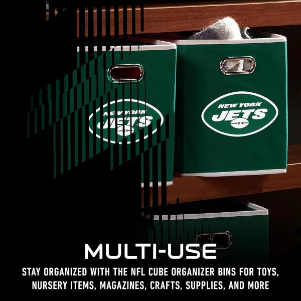 Franklin Sports NFL Storage Bins  Collapsible Cube Container  Storage Basket  NFL Office Bedroom  Living Room Dcor  11quotx11quotNew York Jets