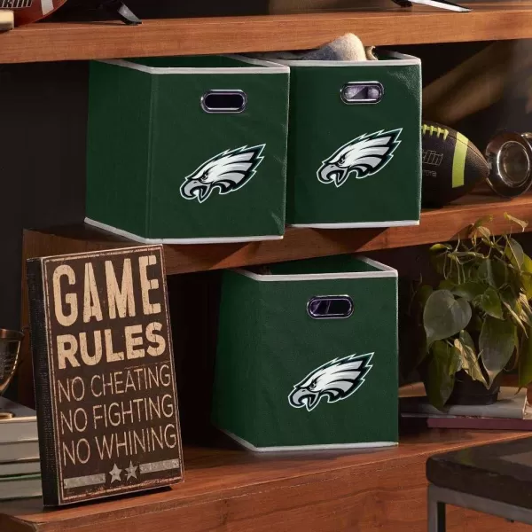Franklin Sports NFL Storage Bins  Collapsible Cube Container  Storage Basket  NFL Office Bedroom  Living Room Dcor  11quotx11quotPhiladelphia Eagles