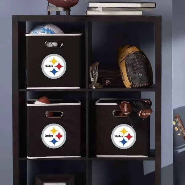 Franklin Sports NFL Storage Bins  Collapsible Cube Container  Storage Basket  NFL Office Bedroom  Living Room Dcor  11quotx11quotPittsburgh Steelers