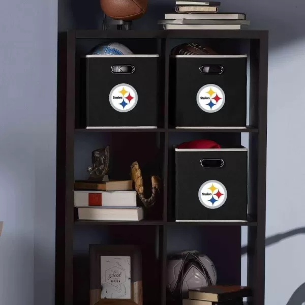 Franklin Sports NFL Storage Bins  Collapsible Cube Container  Storage Basket  NFL Office Bedroom  Living Room Dcor  11quotx11quotPittsburgh Steelers