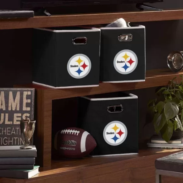 Franklin Sports NFL Storage Bins  Collapsible Cube Container  Storage Basket  NFL Office Bedroom  Living Room Dcor  11quotx11quotPittsburgh Steelers