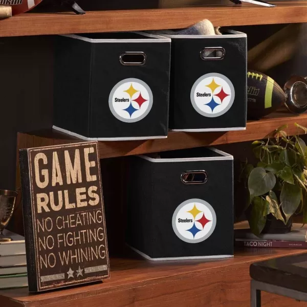 Franklin Sports NFL Storage Bins  Collapsible Cube Container  Storage Basket  NFL Office Bedroom  Living Room Dcor  11quotx11quotPittsburgh Steelers
