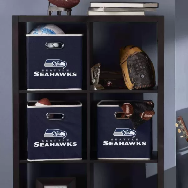 Franklin Sports NFL Storage Bins  Collapsible Cube Container  Storage Basket  NFL Office Bedroom  Living Room Dcor  11quotx11quotSeattle Seahawks