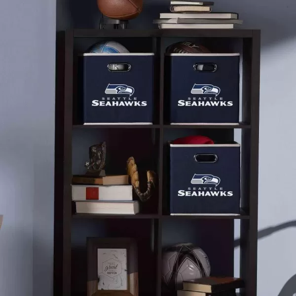 Franklin Sports NFL Storage Bins  Collapsible Cube Container  Storage Basket  NFL Office Bedroom  Living Room Dcor  11quotx11quotSeattle Seahawks