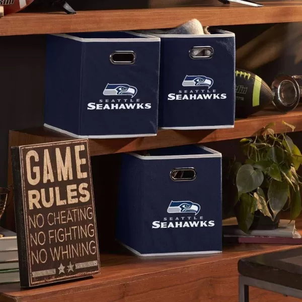 Franklin Sports NFL Storage Bins  Collapsible Cube Container  Storage Basket  NFL Office Bedroom  Living Room Dcor  11quotx11quotSeattle Seahawks