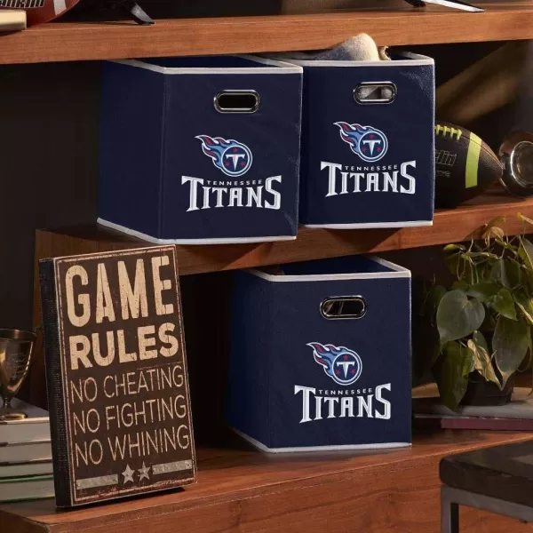 Franklin Sports NFL Storage Bins  Collapsible Cube Container  Storage Basket  NFL Office Bedroom  Living Room Dcor  11quotx11quotTennessee Titans