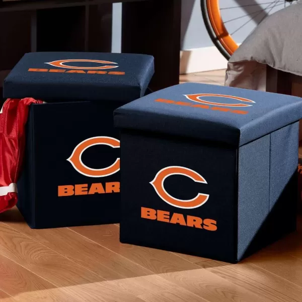 Franklin Sports NFL Storage Ottoman  Container  NFL Football Team Folding Organizer Bins  NFL Office Bedroom  Living Room Dcor  14quot x 14quotChicago Bears