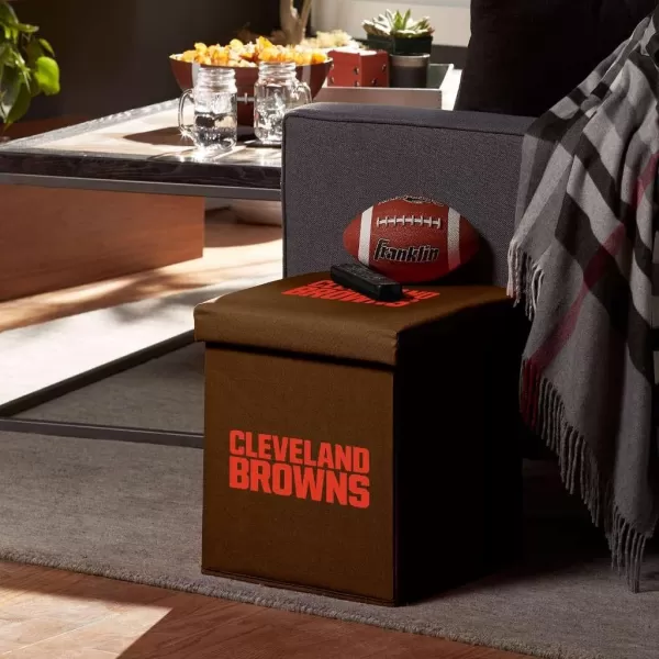 Franklin Sports NFL Storage Ottoman  Container  NFL Football Team Folding Organizer Bins  NFL Office Bedroom  Living Room Dcor  14quot x 14quotCleveland Browns