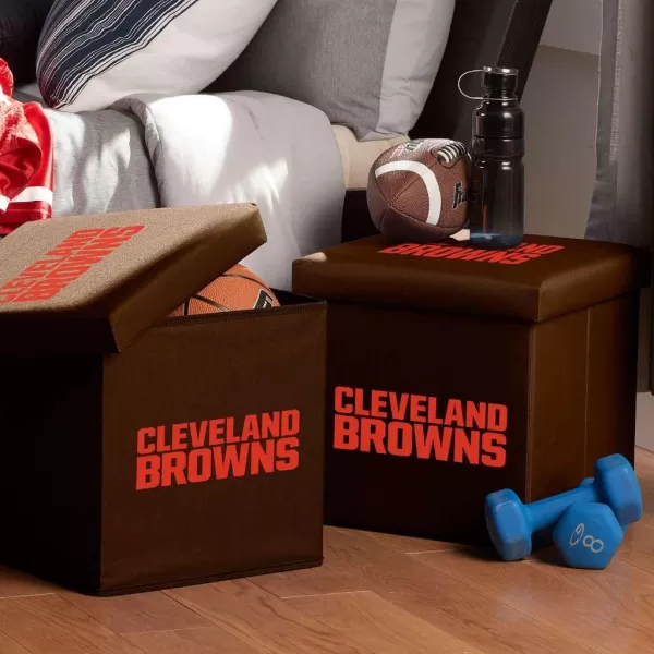 Franklin Sports NFL Storage Ottoman  Container  NFL Football Team Folding Organizer Bins  NFL Office Bedroom  Living Room Dcor  14quot x 14quotCleveland Browns