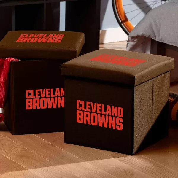 Franklin Sports NFL Storage Ottoman  Container  NFL Football Team Folding Organizer Bins  NFL Office Bedroom  Living Room Dcor  14quot x 14quotCleveland Browns