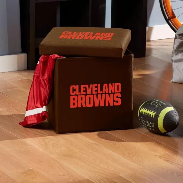 Franklin Sports NFL Storage Ottoman  Container  NFL Football Team Folding Organizer Bins  NFL Office Bedroom  Living Room Dcor  14quot x 14quotCleveland Browns