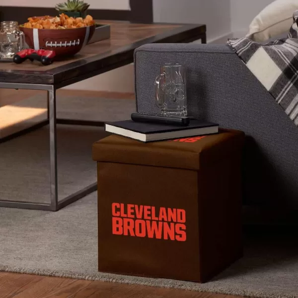 Franklin Sports NFL Storage Ottoman  Container  NFL Football Team Folding Organizer Bins  NFL Office Bedroom  Living Room Dcor  14quot x 14quotCleveland Browns