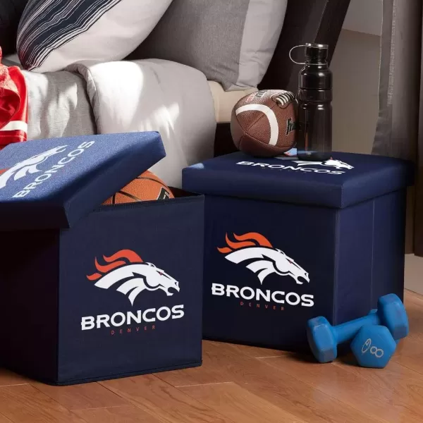 Franklin Sports NFL Storage Ottoman  Container  NFL Football Team Folding Organizer Bins  NFL Office Bedroom  Living Room Dcor  14quot x 14quotDenver Broncos