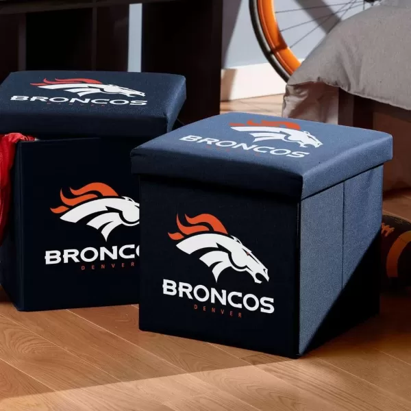 Franklin Sports NFL Storage Ottoman  Container  NFL Football Team Folding Organizer Bins  NFL Office Bedroom  Living Room Dcor  14quot x 14quotDenver Broncos
