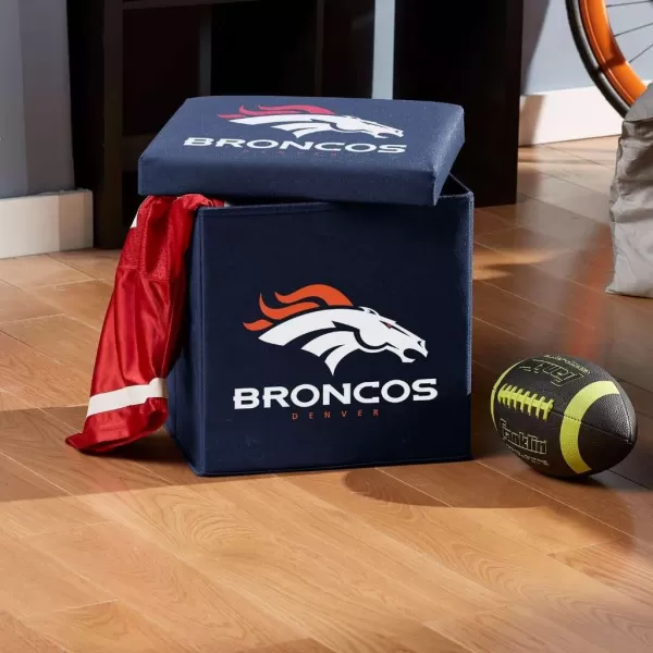 Franklin Sports NFL Storage Ottoman  Container  NFL Football Team Folding Organizer Bins  NFL Office Bedroom  Living Room Dcor  14quot x 14quotDenver Broncos