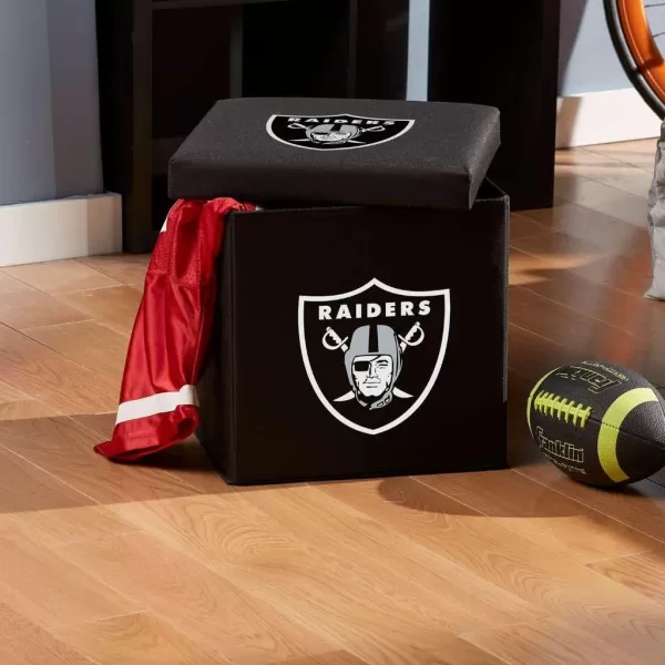 Franklin Sports NFL Storage Ottoman  Container  NFL Football Team Folding Organizer Bins  NFL Office Bedroom  Living Room Dcor  14quot x 14quotLas Vegas Raiders