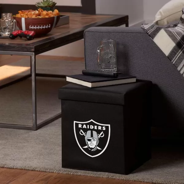 Franklin Sports NFL Storage Ottoman  Container  NFL Football Team Folding Organizer Bins  NFL Office Bedroom  Living Room Dcor  14quot x 14quotLas Vegas Raiders