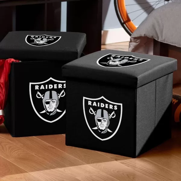 Franklin Sports NFL Storage Ottoman  Container  NFL Football Team Folding Organizer Bins  NFL Office Bedroom  Living Room Dcor  14quot x 14quotLas Vegas Raiders