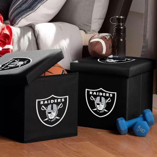 Franklin Sports NFL Storage Ottoman  Container  NFL Football Team Folding Organizer Bins  NFL Office Bedroom  Living Room Dcor  14quot x 14quotLas Vegas Raiders