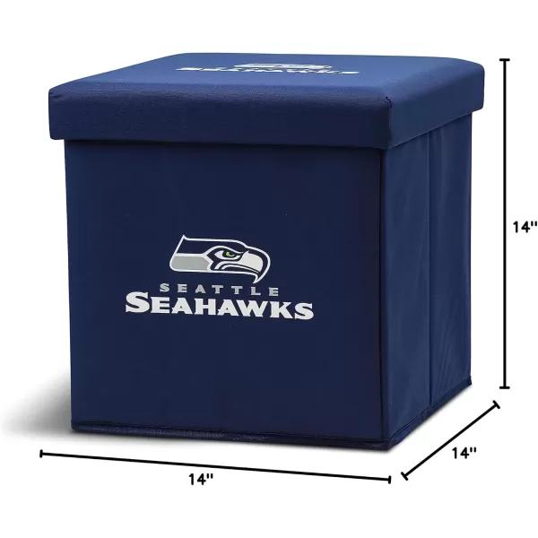 Franklin Sports NFL Storage Ottoman  Container  NFL Football Team Folding Organizer Bins  NFL Office Bedroom  Living Room Dcor  14quot x 14quotSeattle Seahawks