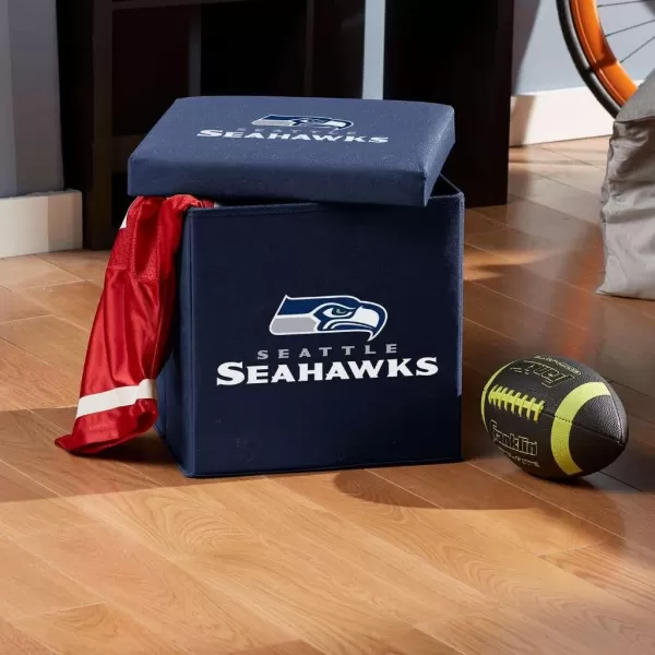 Franklin Sports NFL Storage Ottoman  Container  NFL Football Team Folding Organizer Bins  NFL Office Bedroom  Living Room Dcor  14quot x 14quotSeattle Seahawks