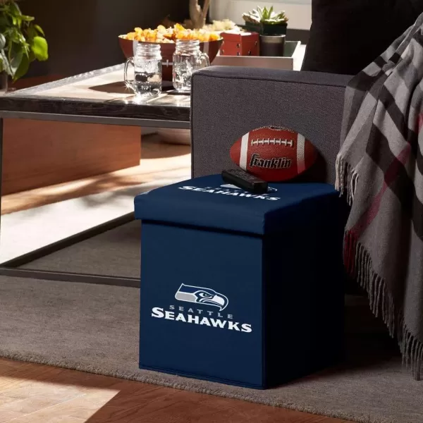 Franklin Sports NFL Storage Ottoman  Container  NFL Football Team Folding Organizer Bins  NFL Office Bedroom  Living Room Dcor  14quot x 14quotSeattle Seahawks