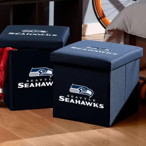 Franklin Sports NFL Storage Ottoman  Container  NFL Football Team Folding Organizer Bins  NFL Office Bedroom  Living Room Dcor  14quot x 14quotSeattle Seahawks