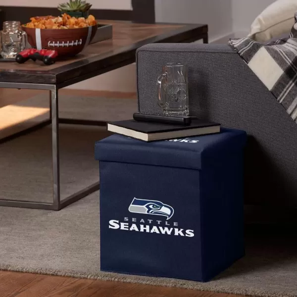 Franklin Sports NFL Storage Ottoman  Container  NFL Football Team Folding Organizer Bins  NFL Office Bedroom  Living Room Dcor  14quot x 14quotSeattle Seahawks