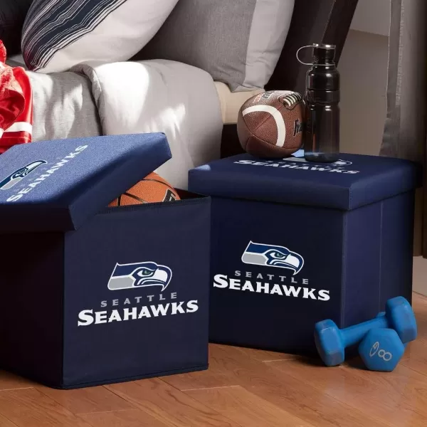Franklin Sports NFL Storage Ottoman  Container  NFL Football Team Folding Organizer Bins  NFL Office Bedroom  Living Room Dcor  14quot x 14quotSeattle Seahawks
