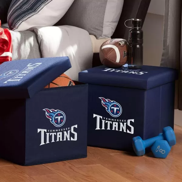 Franklin Sports NFL Storage Ottoman  Container  NFL Football Team Folding Organizer Bins  NFL Office Bedroom  Living Room Dcor  14quot x 14quotTennessee Titans