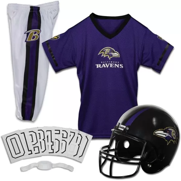 Franklin Sports NFL Youth Football Uniform Set for Boys ampamp Girls  Includes Helmet Jersey ampamp Pants with Chinstrap  NumbersBaltimore Ravens