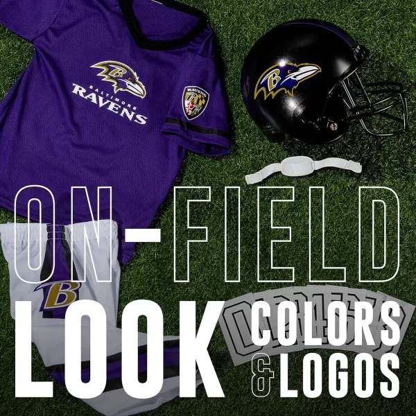Franklin Sports NFL Youth Football Uniform Set for Boys ampamp Girls  Includes Helmet Jersey ampamp Pants with Chinstrap  NumbersBaltimore Ravens