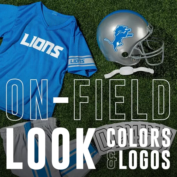 Franklin Sports NFL Youth Football Uniform Set for Boys ampamp Girls  Includes Helmet Jersey ampamp Pants with Chinstrap  NumbersDetroit Lions