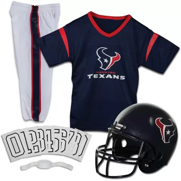Franklin Sports NFL Youth Football Uniform Set for Boys ampamp Girls  Includes Helmet Jersey ampamp Pants with Chinstrap  NumbersHouston Texans