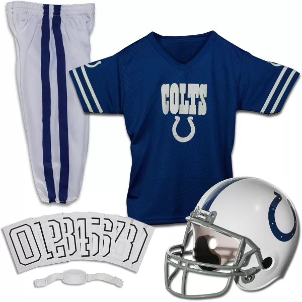 Franklin Sports NFL Youth Football Uniform Set for Boys ampamp Girls  Includes Helmet Jersey ampamp Pants with Chinstrap  NumbersIndianapolis Colts