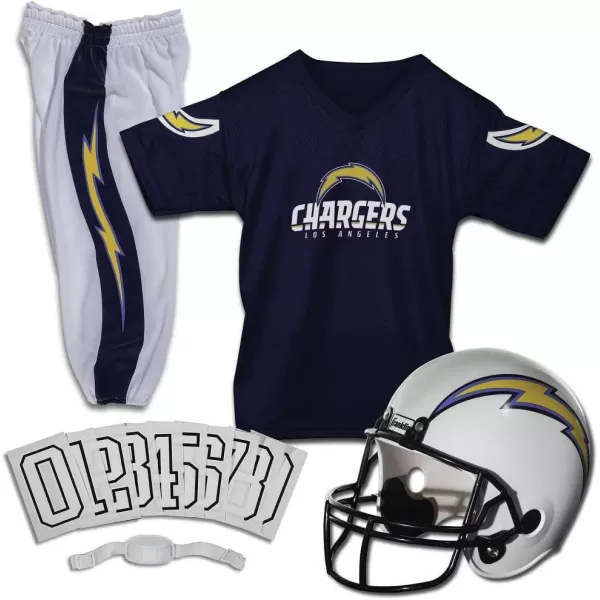Franklin Sports NFL Youth Football Uniform Set for Boys ampamp Girls  Includes Helmet Jersey ampamp Pants with Chinstrap  NumbersLos Angeles Chargers