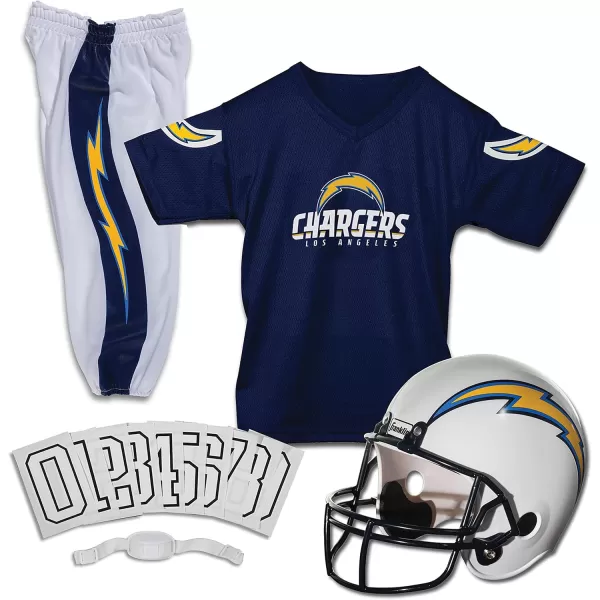 Franklin Sports NFL Youth Football Uniform Set for Boys ampamp Girls  Includes Helmet Jersey ampamp Pants with Chinstrap  NumbersLos Angeles Chargers