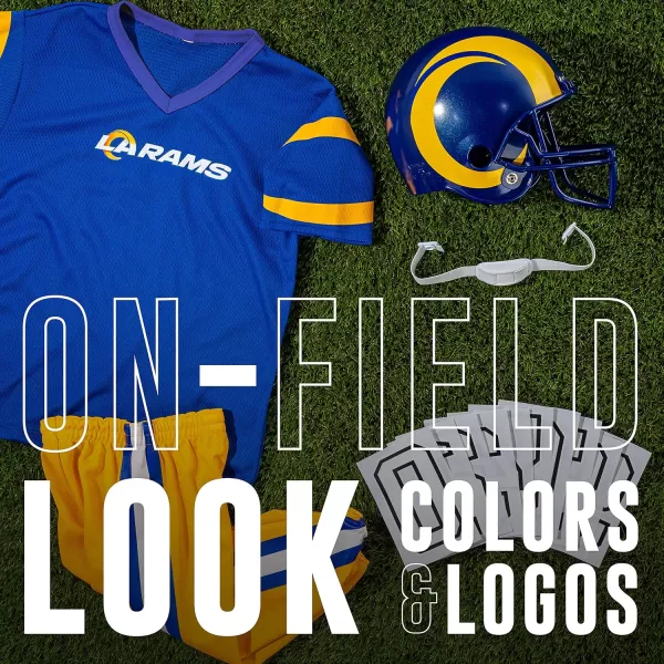 Franklin Sports NFL Youth Football Uniform Set for Boys ampamp Girls  Includes Helmet Jersey ampamp Pants with Chinstrap  NumbersLos Angeles Rams