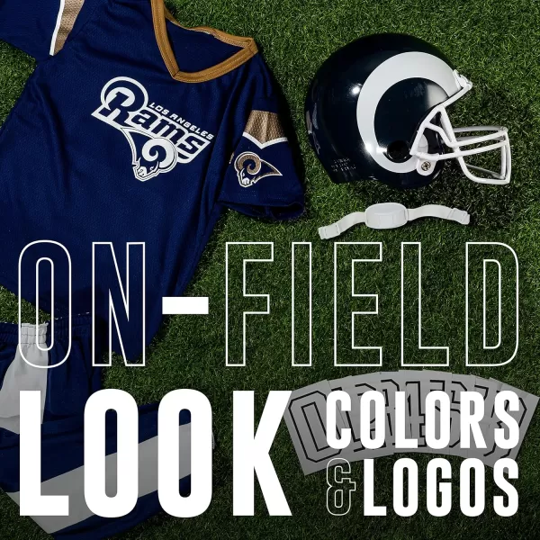 Franklin Sports NFL Youth Football Uniform Set for Boys ampamp Girls  Includes Helmet Jersey ampamp Pants with Chinstrap  NumbersLos Angeles Rams