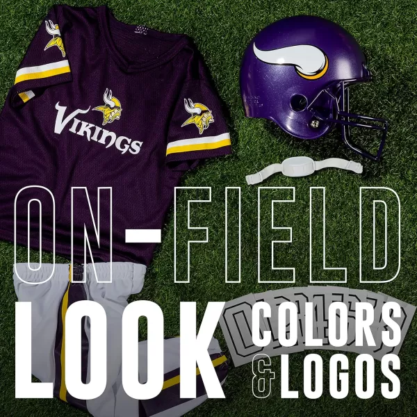 Franklin Sports NFL Youth Football Uniform Set for Boys ampamp Girls  Includes Helmet Jersey ampamp Pants with Chinstrap  NumbersMinnesota Vikings