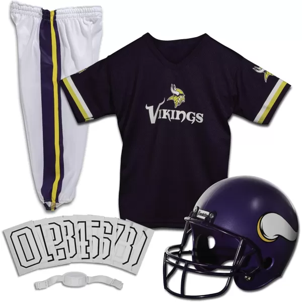 Franklin Sports NFL Youth Football Uniform Set for Boys ampamp Girls  Includes Helmet Jersey ampamp Pants with Chinstrap  NumbersMinnesota Vikings