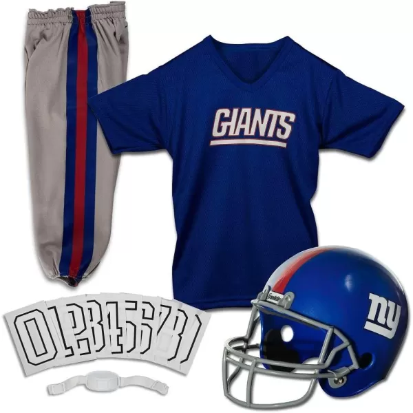 Franklin Sports NFL Youth Football Uniform Set for Boys ampamp Girls  Includes Helmet Jersey ampamp Pants with Chinstrap  NumbersNew York Giants
