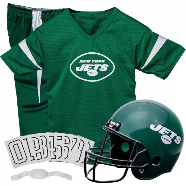 Franklin Sports NFL Youth Football Uniform Set for Boys ampamp Girls  Includes Helmet Jersey ampamp Pants with Chinstrap  NumbersNew York Jets